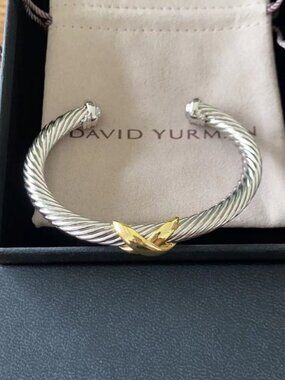 David Yurman Silver Bracelet with Gold Accents 7mm